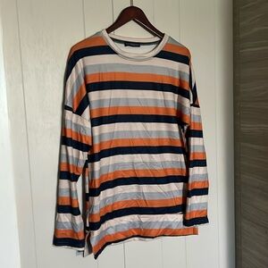 Floral Blooming L long sleeve shirt, orange blue and cream